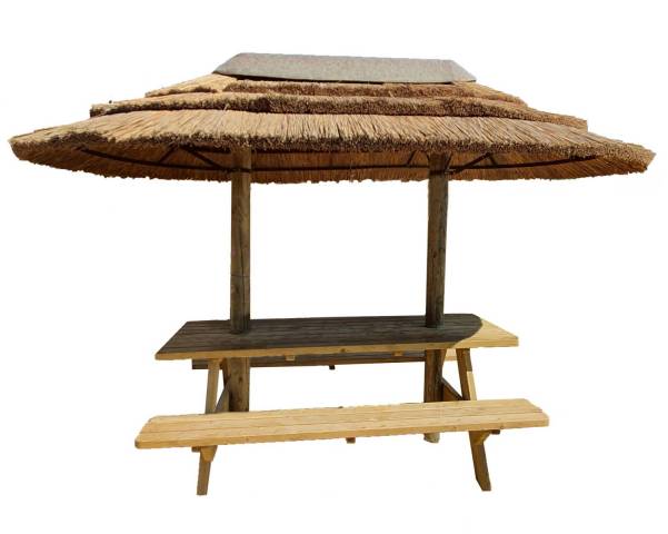 Ensemble Table rectangulaire 2 bancs + Savanna ovale 2,30x3,60 m